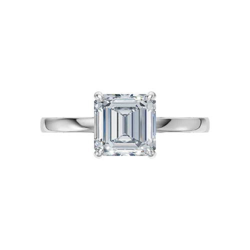 Asscher Shaped Diamond Ring Front View