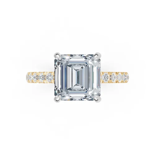 Asscher and Round Diamond Ring Front View