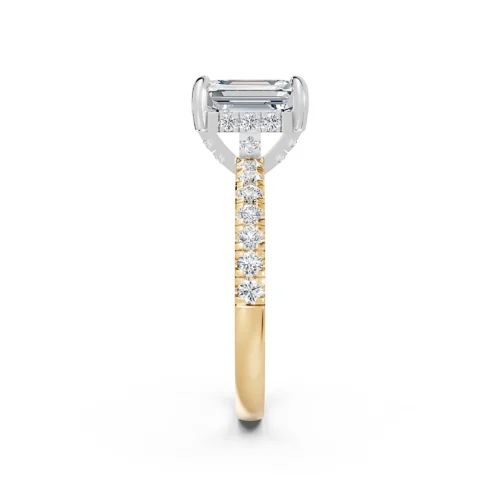 Asscher and Round Diamond Ring Top Side View