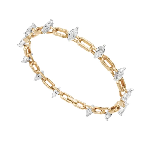 Aurora Marquise Gold Chain Bracelet Top Side View