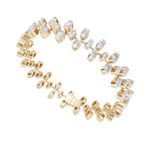 Brilliant Oval Diamond Drop Bracelet Top Side View
