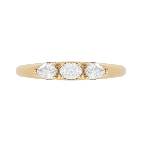 Classic Trio Oval Pear Diamond Ring Front View