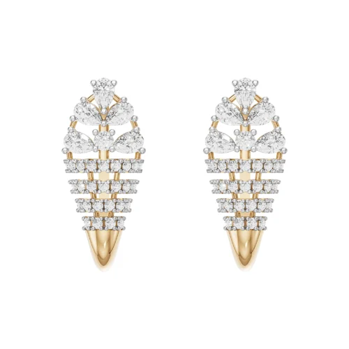 Cluster Diamond Hoop Earrings Front View