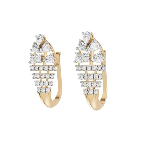 Cluster Diamond Hoop Earrings Side View