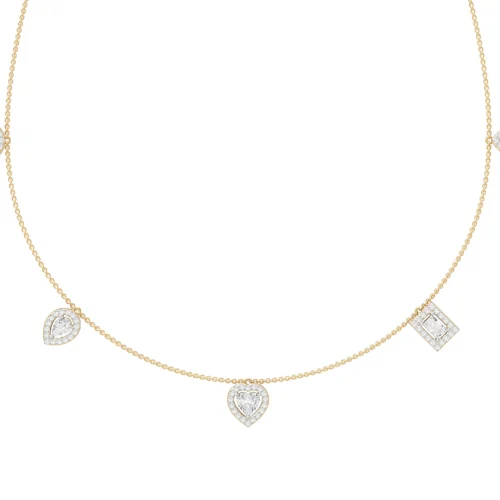 Cluster DropDiamond Necklace Front Closeup View