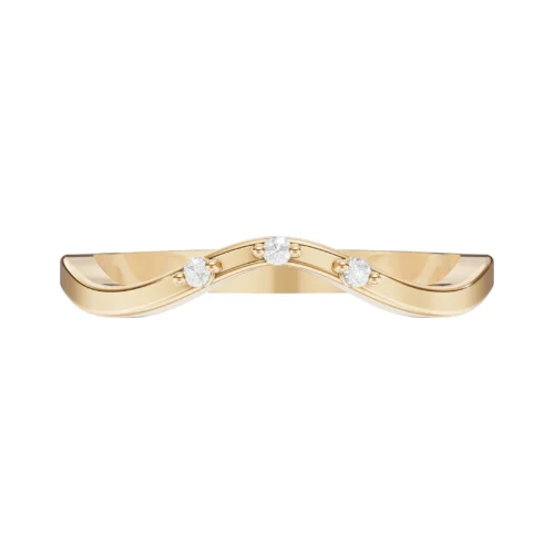 Delicate Yellow Gold Diamond Curve Ring Front view