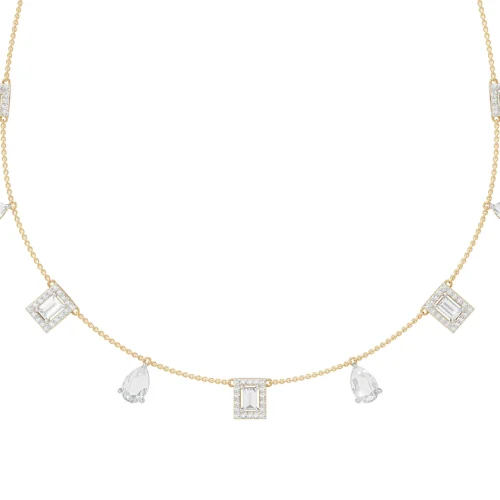 Delicate Drop Diamond Necklace Front Closeup View