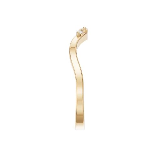 Delicate Yellow Gold Diamond Curve Ring Side View