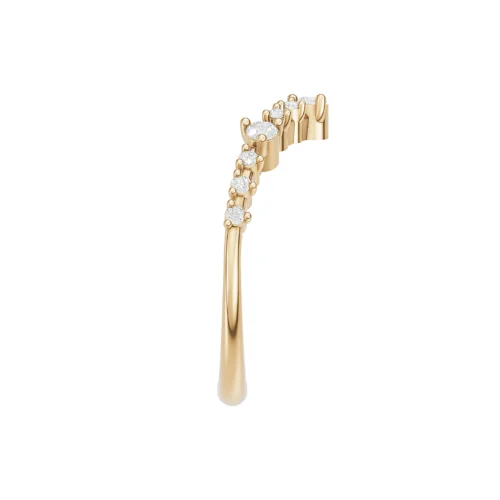 Designer Curved Diamond Crown Ring Top Side View