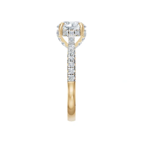 Designer Round Diamond Engagement Ring Top Side View
