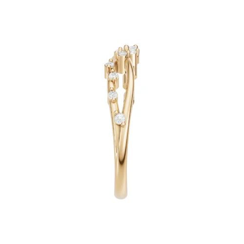 Designer Yellow Gold Diamond Twist Band Ring Side View