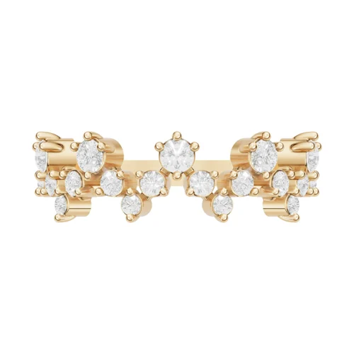 Elegant Diamond Galaxy Cluster Ring Front View