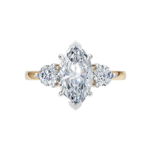 Elegant Marquise and Round Diamond Ring Frot View