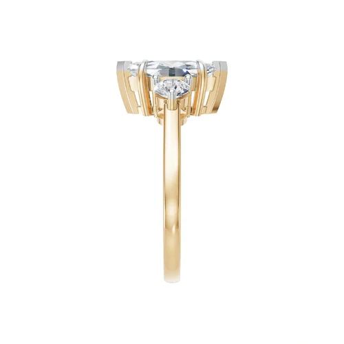 Elegant Marquise and Round Diamond Ring Top Side View