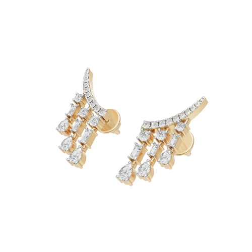 Emerald Chandelier Diamond Earrings Side View