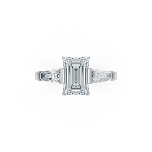 Emerald Cut Diamond Engagement Ring Zoomed View