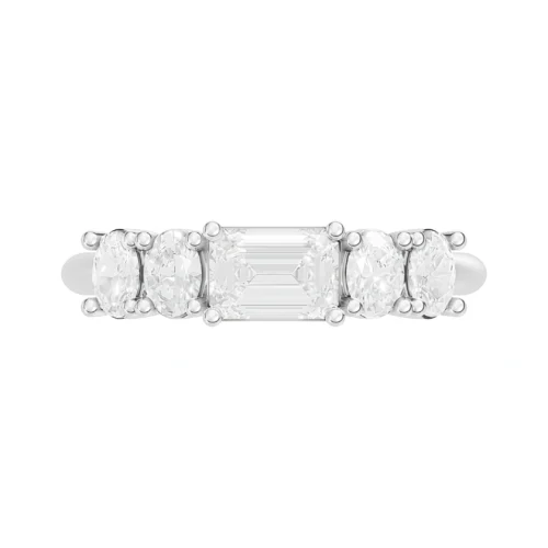 Emerald Cut White Gold Diamond Ring Front View