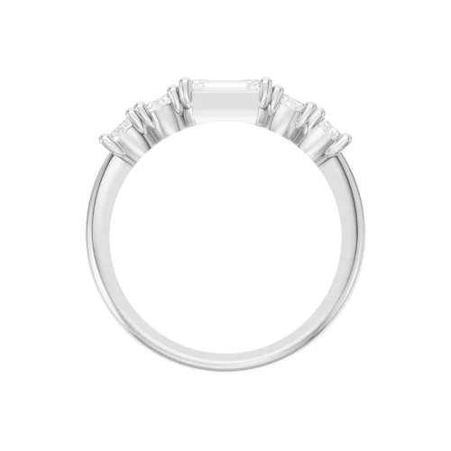 Emerald Cut White Gold Diamond Ring Top Front View