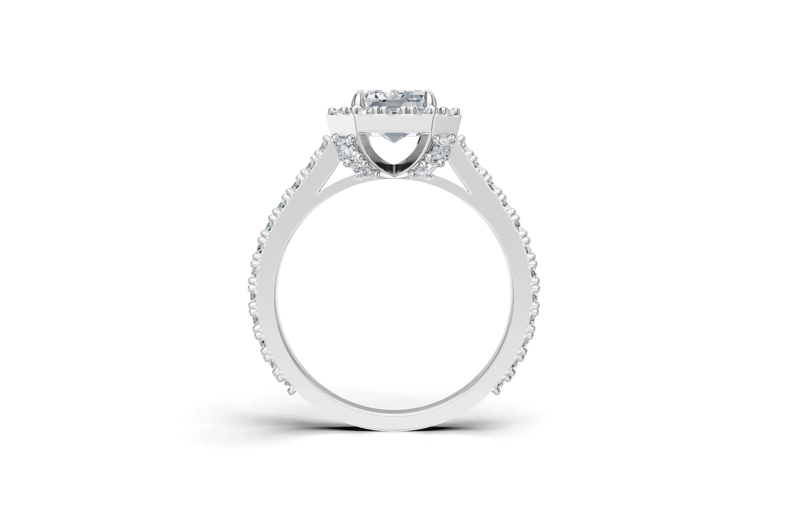 Emerald-and-Round-Halo-Diamond-Ring-Top-Front-View Emerald and Round Halo Diamond Ring Top Front View