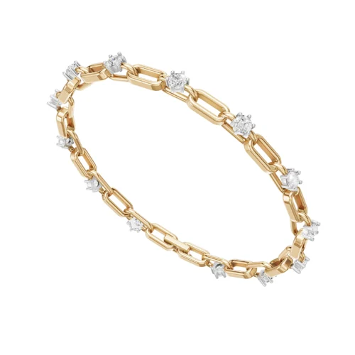 Exquisite Round Diamond Chain Bracelet Top Side View