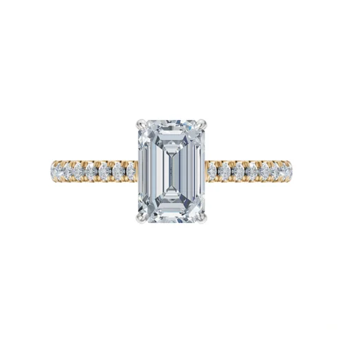 Fancy Emerald and Round Diamond Ring Front View