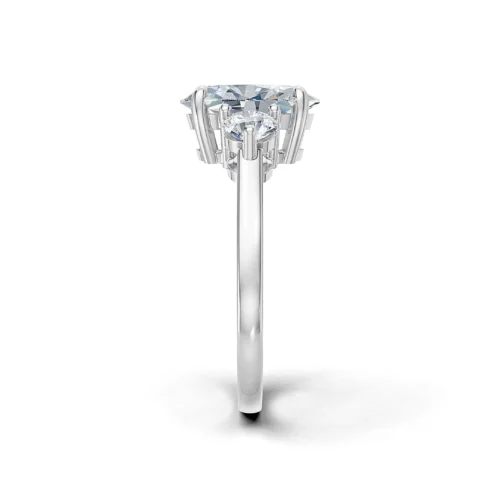 Fancy Oval Diamond Ring Top Side View