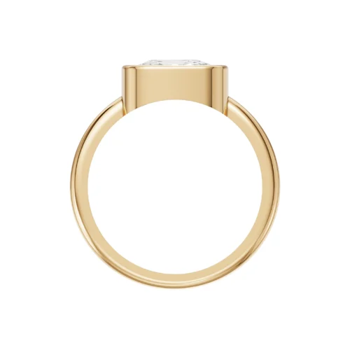 Gold Cushion Cut Diamond Solitaire Ring Tp Front