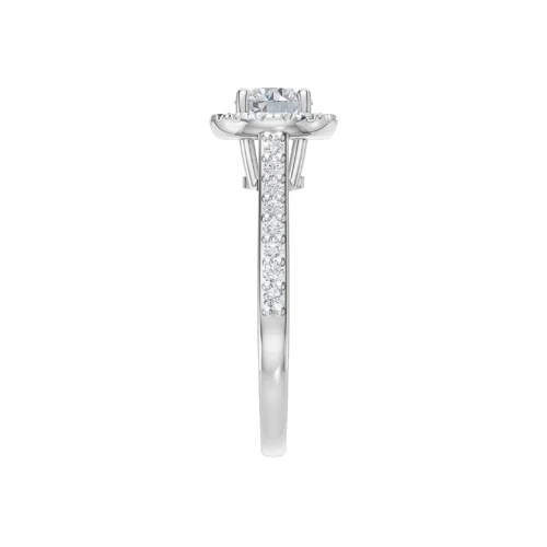 Halo Round Diamond Ring Top Side View