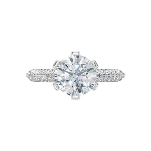 Luxurious Round Diamond Engagement Ring Front View