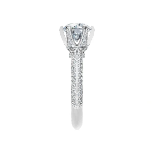 Luxurious Round Diamond Engagement Ring Top Side View