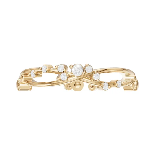 Luxury Intertwined Diamond Gold Ring Front View