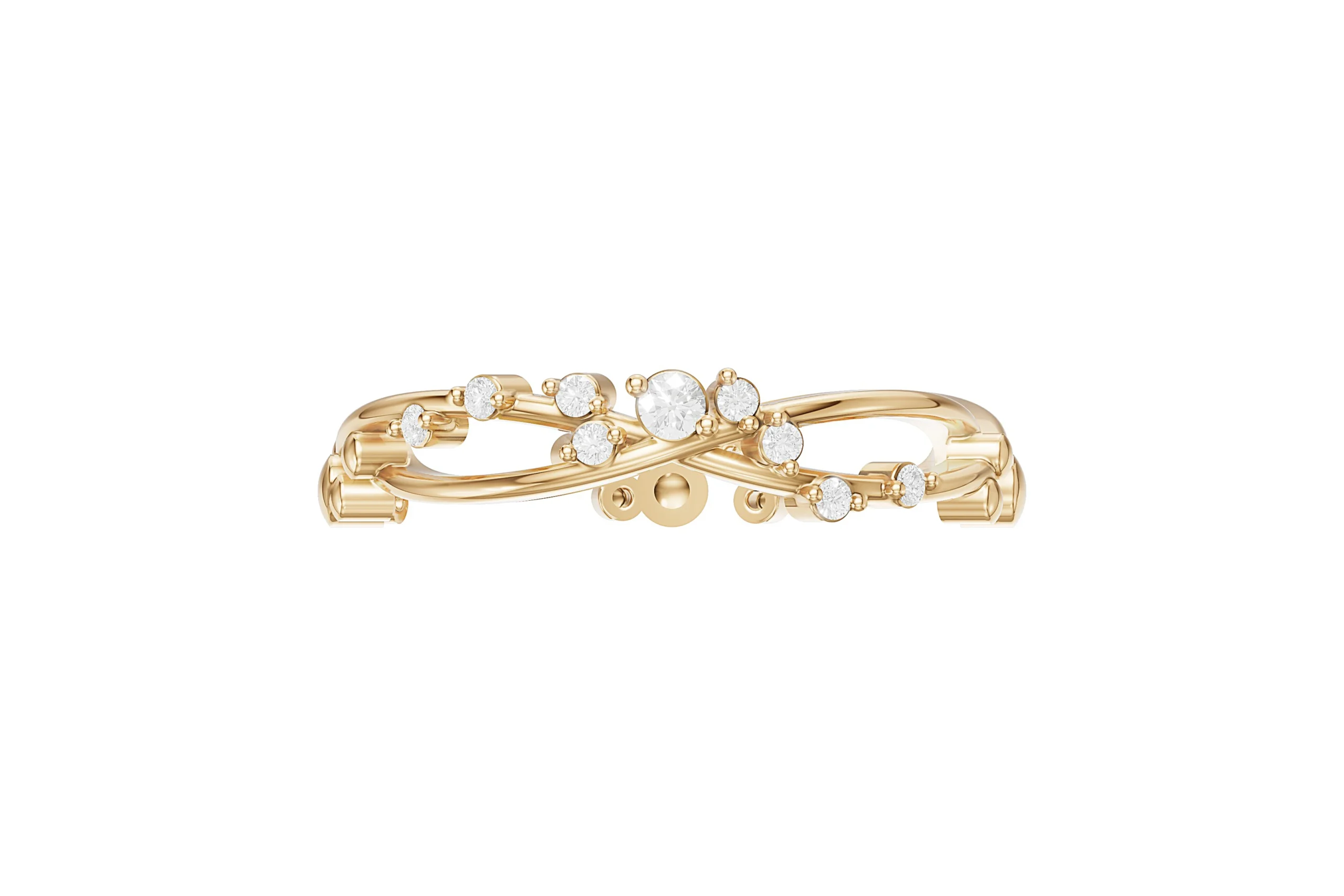 Luxury-Intertwined-Diamond-Gold-Ring-Front-View Luxury Intertwined Diamond Gold Ring Front View