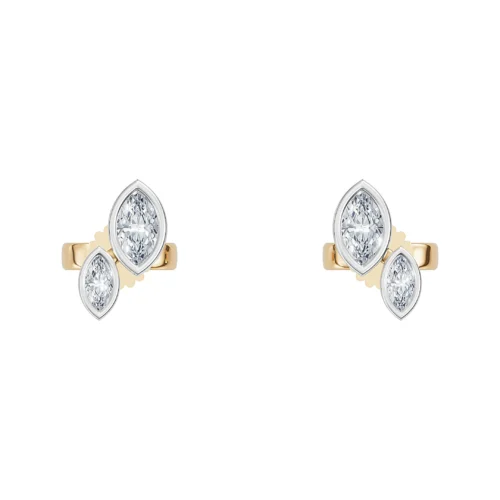 Minimal Marquise Cut Diamond Earrings Front View