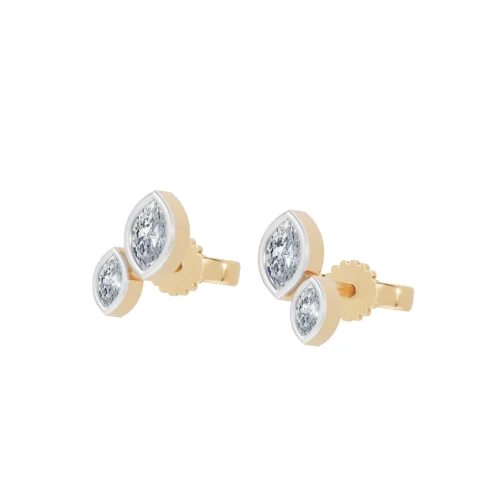 Minimal Marquise Cut Diamond Earrings Side View