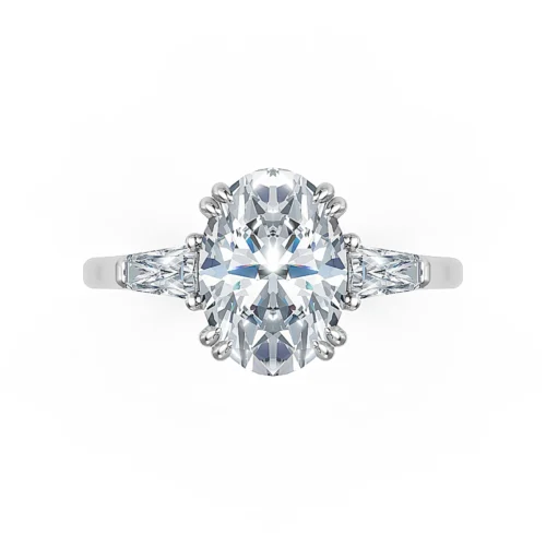Oval Cut with Tapered Baguette Diamond Ring Zoomed View