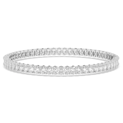 Oval Diamond Bracelet White Gold Front View