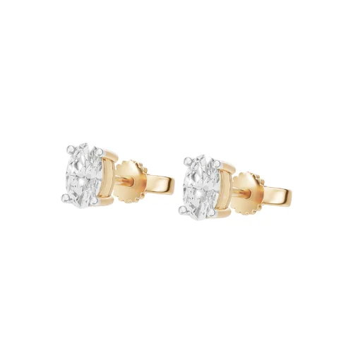 Oval Solitaire Diamond Earrings Side View