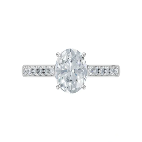 Oval and Round Diamond Ring Front View