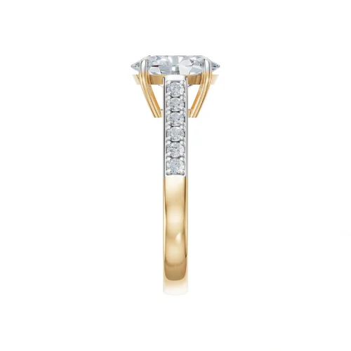 Oval and Round Diamond Ring Top Side View