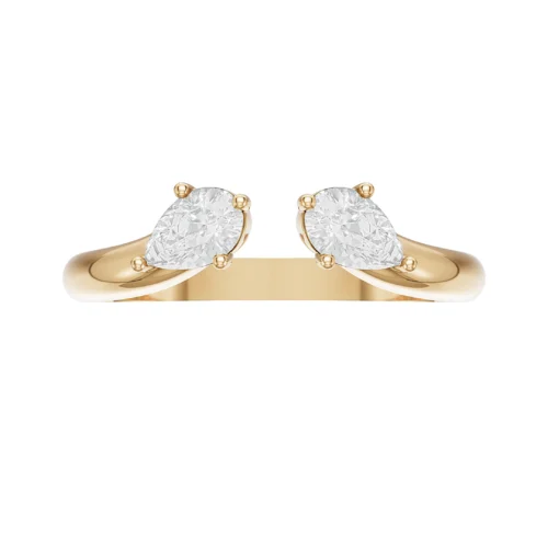 Pear Cut Diamond Gold Ring Front View