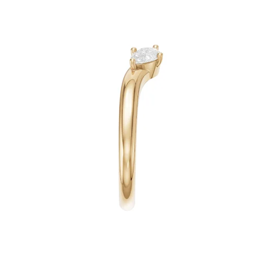Pear Cut Diamond Gold Ring Side View