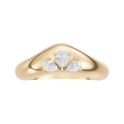 Pear Cut Diamond V-Shape Ring Front View