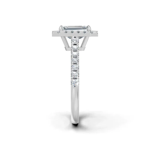 Radiant and Round Halo Diamond Ring Top Side View