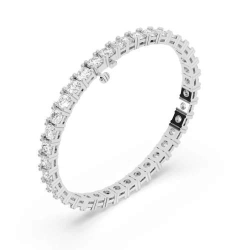 Round Diamond Tennis Bracelet White Gold Side View