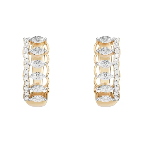 Shimmering Marquise-Round Diamond Earrings Front View