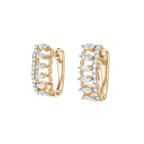 Shimmering Marquise-Round Diamond Earrings Side View