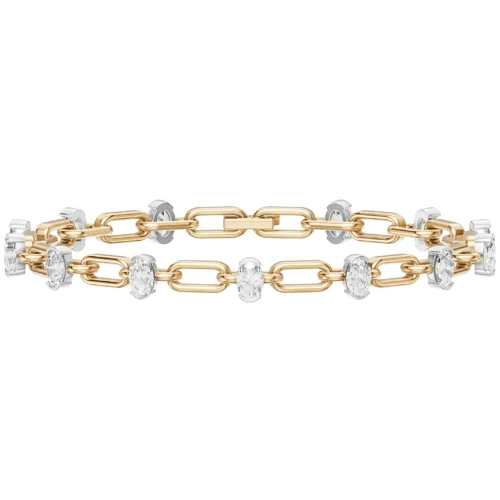 Shimmering Oval Diamond Chain Bracelet Front View