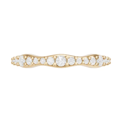 Slim Yellow Gold Diamond Band Ring Front View