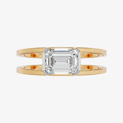 Solitaire Emerald Diamond Ring Front View