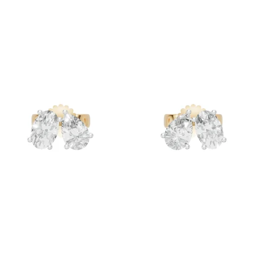 Sparkling Dual Harmony Diamond Earrings Front View